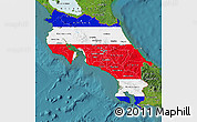 Flag Map of Costa Rica, satellite outside