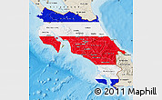 Flag Map of Costa Rica, shaded relief outside, bathymetry sea