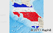 Flag Map of Costa Rica, shaded relief outside