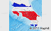 Flag Map of Costa Rica, single color outside, bathymetry sea, shaded relief sea