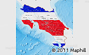 Flag Map of Costa Rica, single color outside, shaded relief sea