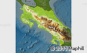 Physical Map of Costa Rica, darken