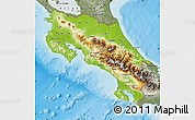 Physical Map of Costa Rica, semi-desaturated, land only