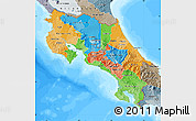 Political Map of Costa Rica, semi-desaturated, land only