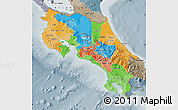 Political Map of Costa Rica, semi-desaturated