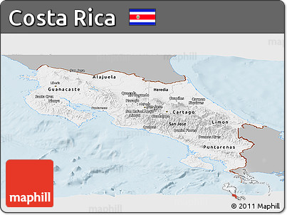 Gray Panoramic Map of Costa Rica, single color outside