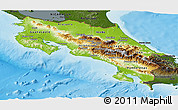 Physical Panoramic Map of Costa Rica, darken, land only