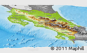 Physical Panoramic Map of Costa Rica, desaturated, land only
