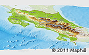 Physical Panoramic Map of Costa Rica, lighten, land only