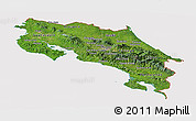 Satellite Panoramic Map of Costa Rica, cropped outside