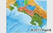 Satellite 3D Map of Puntarenas, political shades outside