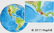 Physical Location Map of Puntarenas, within the entire country
