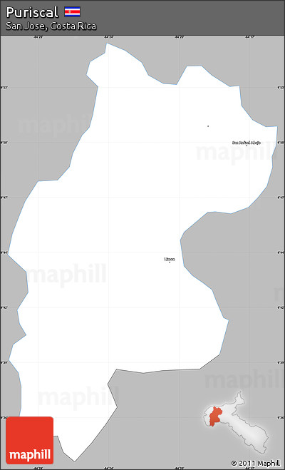 Gray Simple Map of Puriscal, single color outside