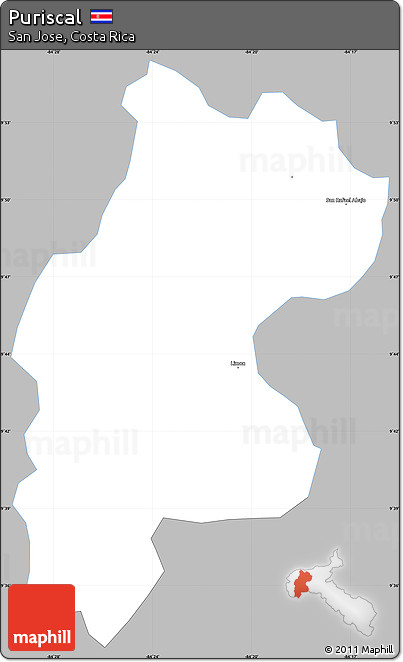 Gray Simple Map of Puriscal, single color outside