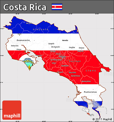 Flag Simple Map of Costa Rica, flag centered
