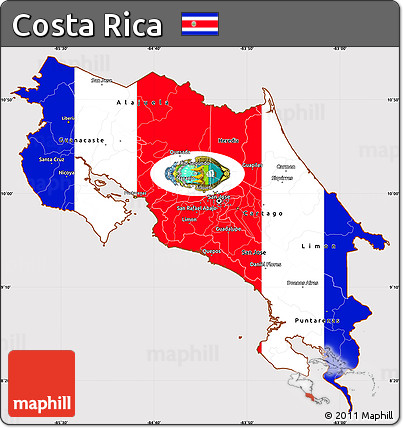 Flag Simple Map of Costa Rica, flag rotated