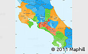 Political Simple Map of Costa Rica, political shades outside