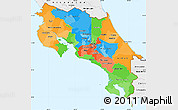 Political Simple Map of Costa Rica, single color outside, borders and labels