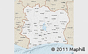 Classic Style 3D Map of Cote d'Ivoire