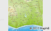 Physical 3D Map of Cote d'Ivoire