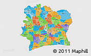Political 3D Map of Cote d'Ivoire, cropped outside