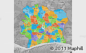 Political 3D Map of Cote d'Ivoire, desaturated