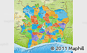 Political 3D Map of Cote d'Ivoire, physical outside