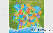 Political 3D Map of Cote d'Ivoire, satellite outside, bathymetry sea