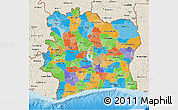 Political 3D Map of Cote d'Ivoire, shaded relief outside