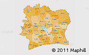 Political Shades 3D Map of Cote d'Ivoire, cropped outside