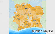 Political Shades 3D Map of Cote d'Ivoire, lighten, land only