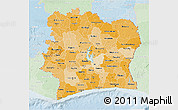 Political Shades 3D Map of Cote d'Ivoire, lighten