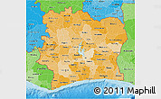 Political Shades 3D Map of Cote d'Ivoire