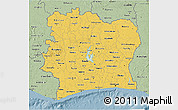 Savanna Style 3D Map of Cote d'Ivoire