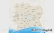 Shaded Relief 3D Map of Cote d'Ivoire, lighten, land only