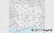 Silver Style 3D Map of Cote d'Ivoire