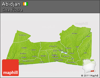Physical 3D Map of Abidjan, cropped outside