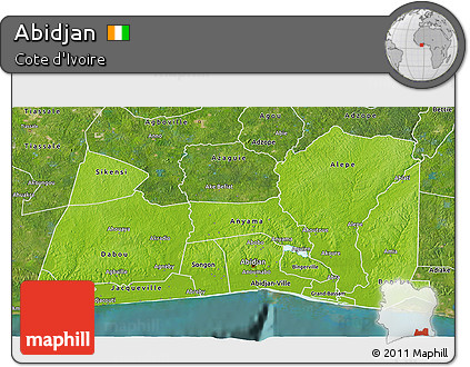 Physical 3D Map of Abidjan, satellite outside