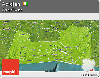 Physical 3D Map of Abidjan, satellite outside