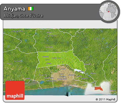 Physical 3D Map of Anyama, satellite outside