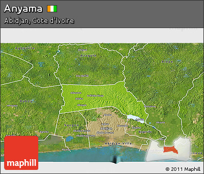 Physical 3D Map of Anyama, satellite outside