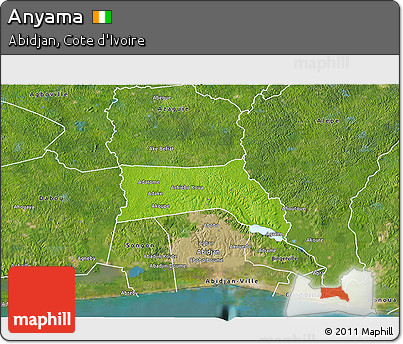 Physical 3D Map of Anyama, satellite outside