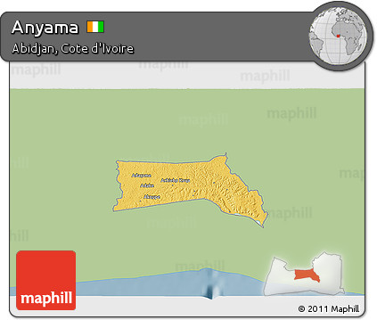 Savanna Style 3D Map of Anyama, single color outside