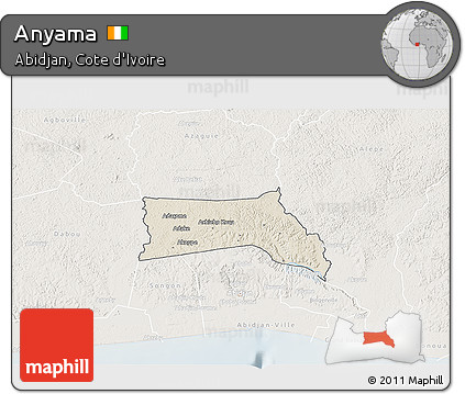 Shaded Relief 3D Map of Anyama, lighten