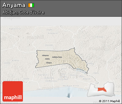 Shaded Relief 3D Map of Anyama, lighten