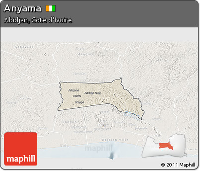 Shaded Relief 3D Map of Anyama, lighten