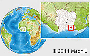 Physical Location Map of Anyama, highlighted country, within the entire country