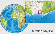 Physical Location Map of Anyama, highlighted country