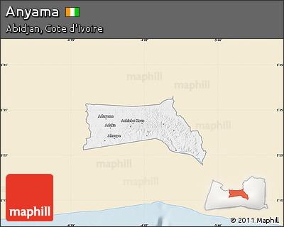Classic Style Map of Anyama, single color outside