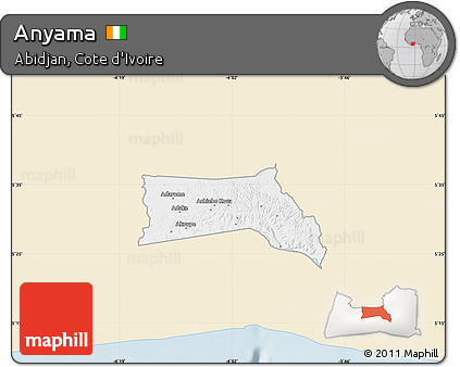 Classic Style Map of Anyama, single color outside